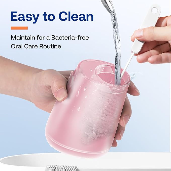 Bitvae C6 Water Flosser Teeth Picks, Portable Cordless Oral Irrigator, IPX7 Waterproof Braces Flossers Cleaner, 5 intensities 6 Jet Tips, USB Rechargeable Water Dental Picks for Cleaning, Pink