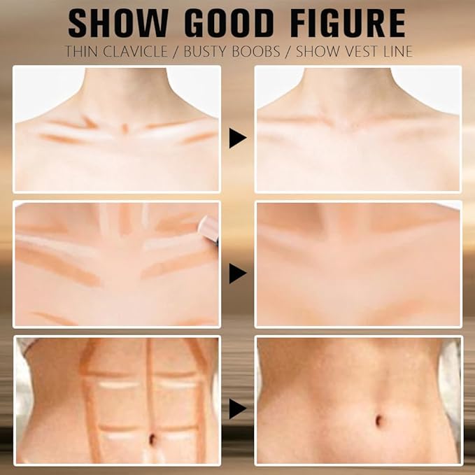 Dual-Ended 2-in-1 Cream Contour & Highlighter Stick – Waterproof, Long-Lasting for Face & Body Makeup, Suitable for All Skin Tones, 06#Black Cocoa + Bronzer Shimmer