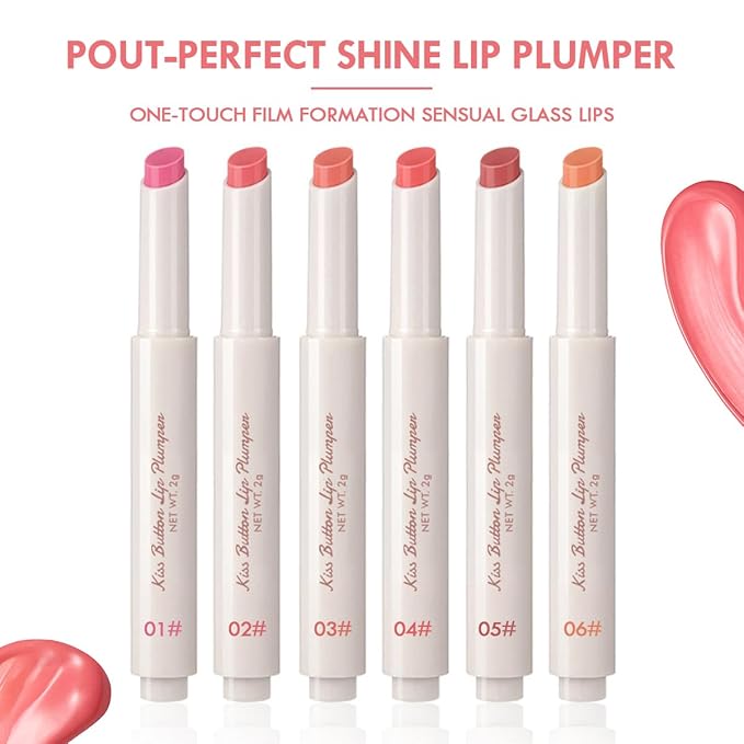 2 Colors Lip Plumper Gloss Moisturizing Lip Tint Stain Hydrating Lips Solid Serum Glossy Plumping Lip Gloss Long Lasting,Waterproof,Non Sticky (Set A)
