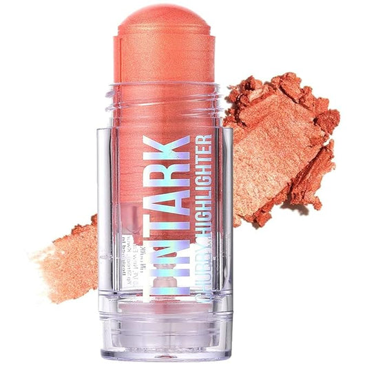 Chubby Cream Highlighter Stick for Face, Glitter Eyeshadow Peach Shimmer