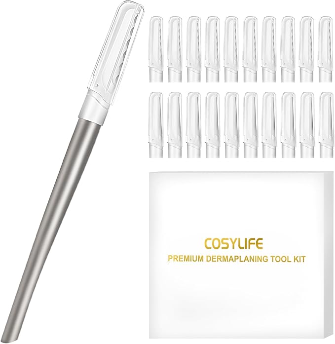 Dermaplaning Tool for Face, 20 Blade Refills, Dermaplane Razor for Face, Hair Remover Blade for Eyebrows and Peach Fuzz, Facial Shaver for Women That Helps Exfoliate and Smooth The Skin