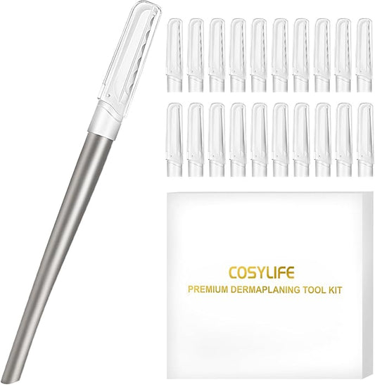 Dermaplaning Tool for Face, 20 Blade Refills, Dermaplane Razor for Face, Hair Remover Blade for Eyebrows and Peach Fuzz, Facial Shaver for Women That Helps Exfoliate and Smooth The Skin