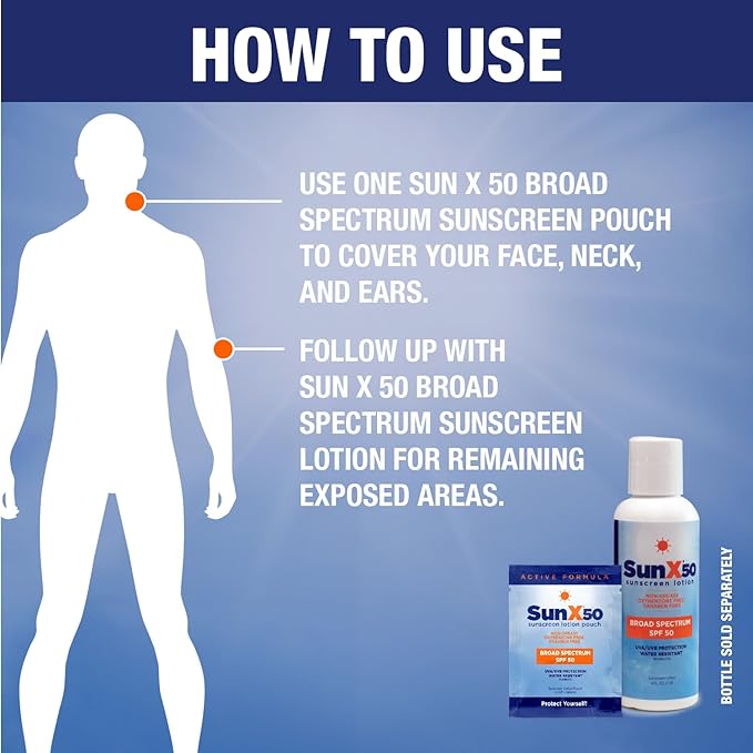 CoreTex Sun X 50 SPF Individual Sunscreen Packets Travel Size (100ct.) - Paraben, Oxybenzone, & Octinoxate Free - Oil Free, Broad Spectrum (UVA/UVB) Sunscreen - Water & Sweat Resistant up to 80 Min.