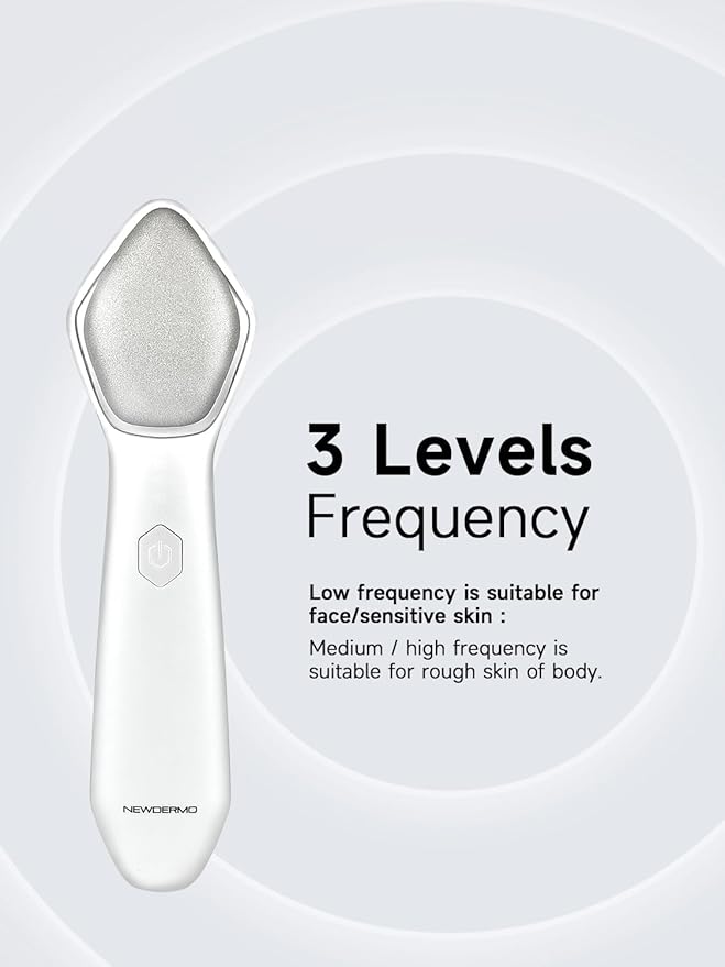 NEWDERMO Microdermabrasion Machine Pro, Large Diamond Electric Microdermabrasion Wand Tool With 3 Levels Frequency for Face Body Exfoliate Skin Care(White)