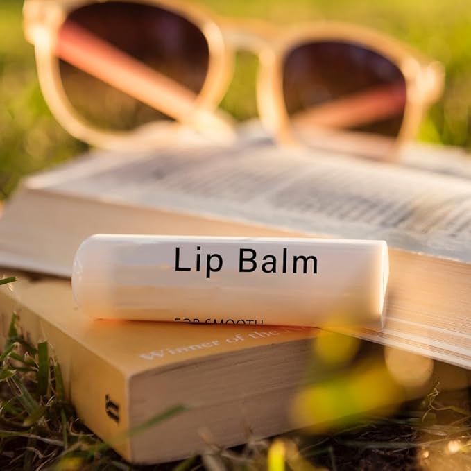 OLYCRAFT 100Pcs Self-Adhesive Lip Balm Tag Stickers 1.7x2.1 inch Waterproof Adhesive Label with Word Patterns Rectangle Lipstick Tag Sticker for Lip Balm Container Tubes Lipstick Wrapping Decoration