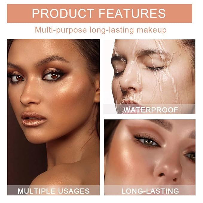 evpct Champagne Face Highlighter Makeup Shimmer Glitter Diamond Sparkly Highlighters Makeup Palette Powder for Face Body Cheek Skin iluminadores iluminador de jos maquillaje luminizers E02