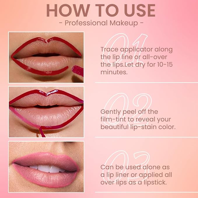 Matte Liquid Lip Stain Peel Off Lip liner Tattoo, Delicate Pink Matte Peel Off Lip Stain, Long Lasting Waterproof Lipstick Lip Gloss Stain, Transfer-proof for All Skin Types 0.12 fl oz 00#