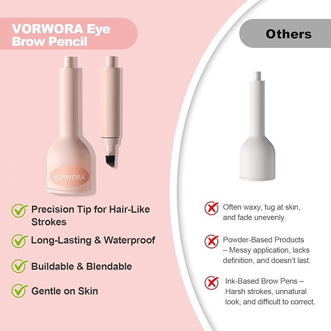 Eyebrow Pen with Hair-Like Strokes, Microblading Eyebrow Pen, Angled Brow Tint Brush for Eyebrows, Smudge Proof, Long Lasting, Easy to Color, Brown