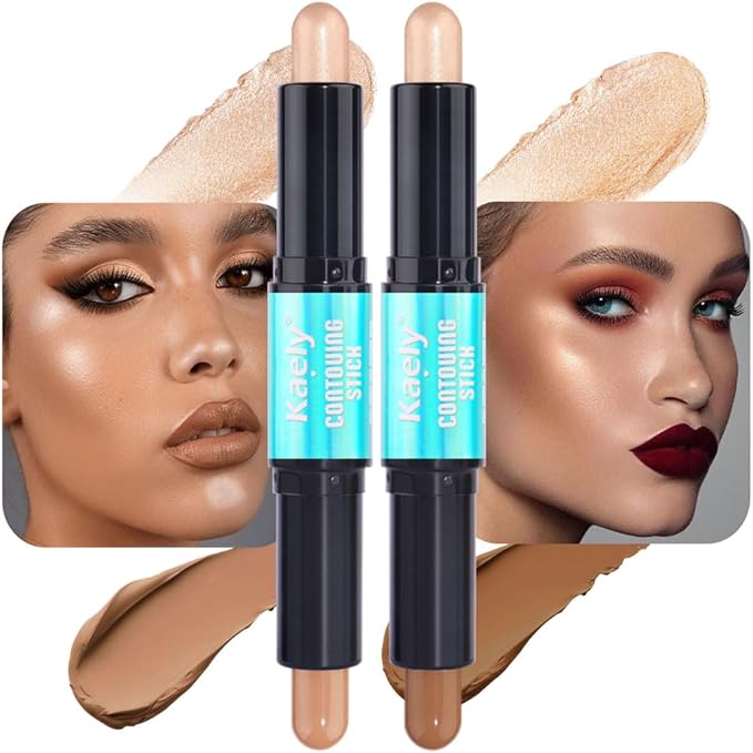 evpct 2in1 Face Shaping & Contouring Stick Cream Contour Concealer Bronzer Stick Makeup Kit for Face Highlighter Makeup Stick contorno maquillaje de maquillaje, NEW Medium + NEW Medium Tan