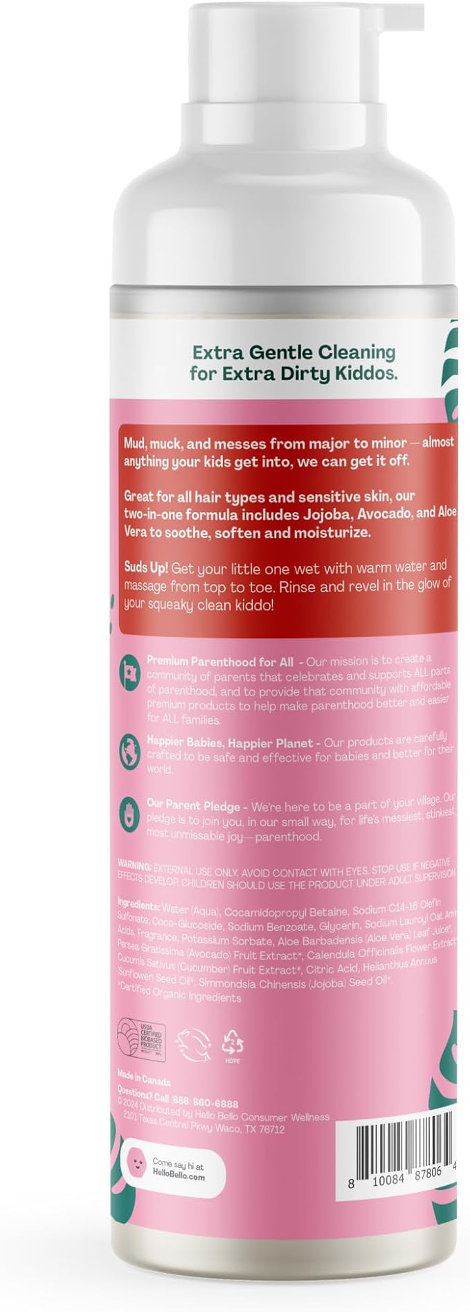 Hello Bello Kids Shampoo & Body Wash, Watermelon Scented, 16.7oz Bottle