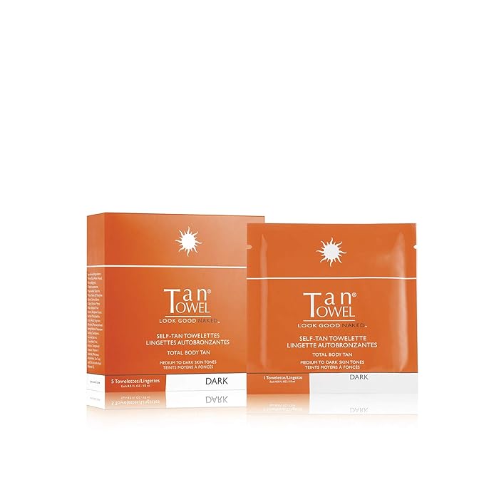 TanTowel Full Body Tan Towelettes - 5 Pack, Dark, 0.5 Fl Oz (Pack of 5)