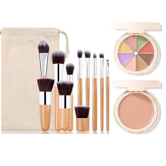 Professional Makeup Cream Contour Palette, Joyeee 8 Colours Concearler Full Coverage & Makeup Brush Set Contour Concearler Palette Contouring Face Make Up Gift for Women Girls