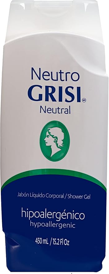 Grisi Neutral Shower Gel, Cleansing Shower Gel, Hypoallergenic, Sensitive Skin, Smother Skin, 2-Pack of 15.2 FL Oz, Bottles.
