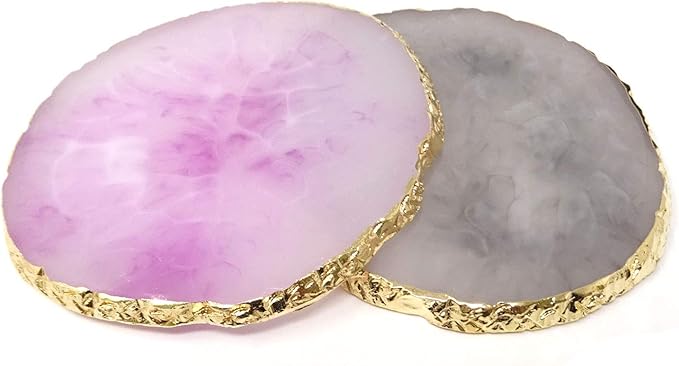 Honbay 2PCS Golden Edge Resin Nail Art Palettes Drawing Plates Manicure Display Tools for Women