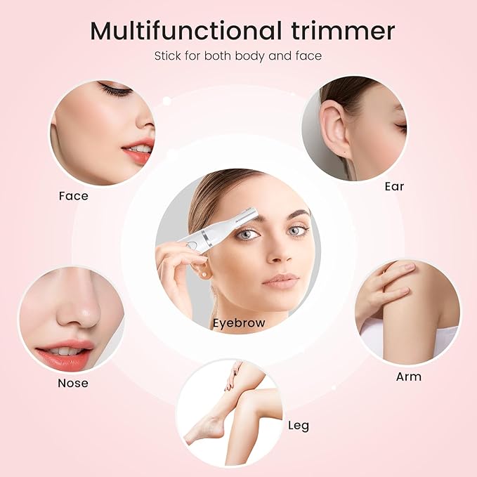 Nose Hair Trimmer for Women - 2 in 1 Professional Painless Eyebrow and Facial Hair Trimmer for Men and Women, USB Rechargeable Trimmer Double Edged Blades Easy to Clean, White