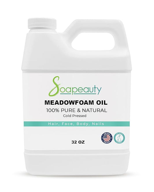 Soapeauty MEADOWFOAM SEED OIL Cold Pressed Unrefined | 100% Pure Natural Meadowfoam Seed Oil for Face & Hair | Moisturizer for Skin, Promotes Hair Growth, Balms | (32 OZ)