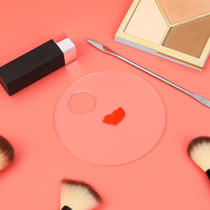 2PCS Acrylic Cosmetic Palette with 2PCS Spatula Tool,Makeup Palette Mixing Tray Apply for Foundation Eye Shadow Lipsticks Nail Art Professional Pigment Blending(Round)