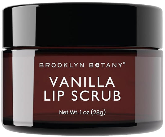 Brooklyn Botany Lip Scrub Exfoliator 1 oz – Lip Moisturizer for Dry Lips and Chapped Lips – Gentle Lip Exfoliator for Smooth and Brighter Lips – Vanilla Flavor