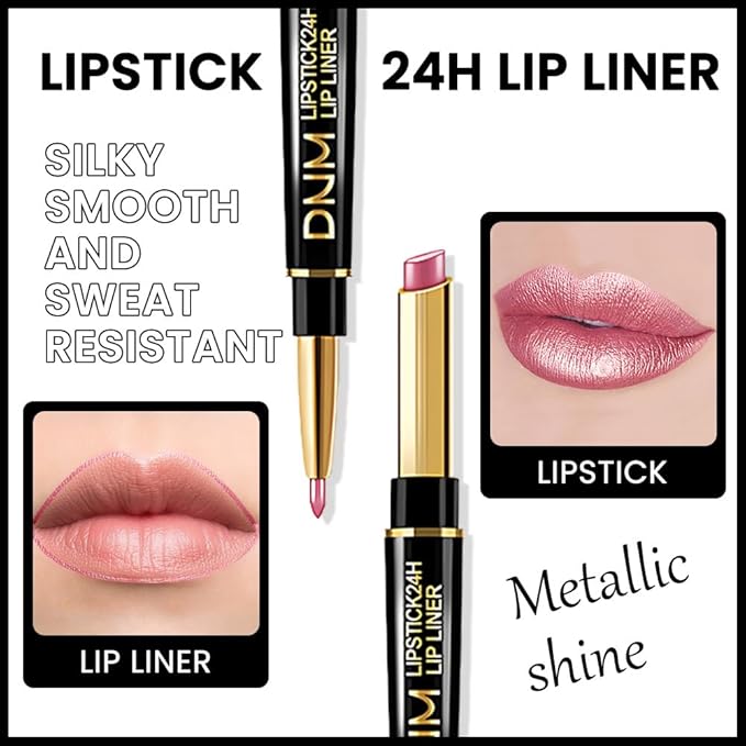2-in-1 Light Pink Lip Liner & Lipstick Set Kit for Women, Matte Lips Kit with Lip Liner Lip Stains Long Lasting Waterproof 24 Hour Lipstick and Lip Liners Combo Lipliners Pencil Set 16