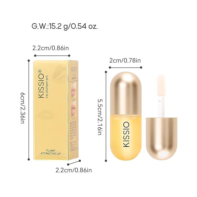 KISSIO Lip Plumper,Color Lip Plumper Gloss,Lip Enhancer,Plant Extracts Plumping Lip Serum,Moisturizing Lip Gloss for Fuller Lips and Hydrated Beauty Lips 5.5ml (04#Liqueur)