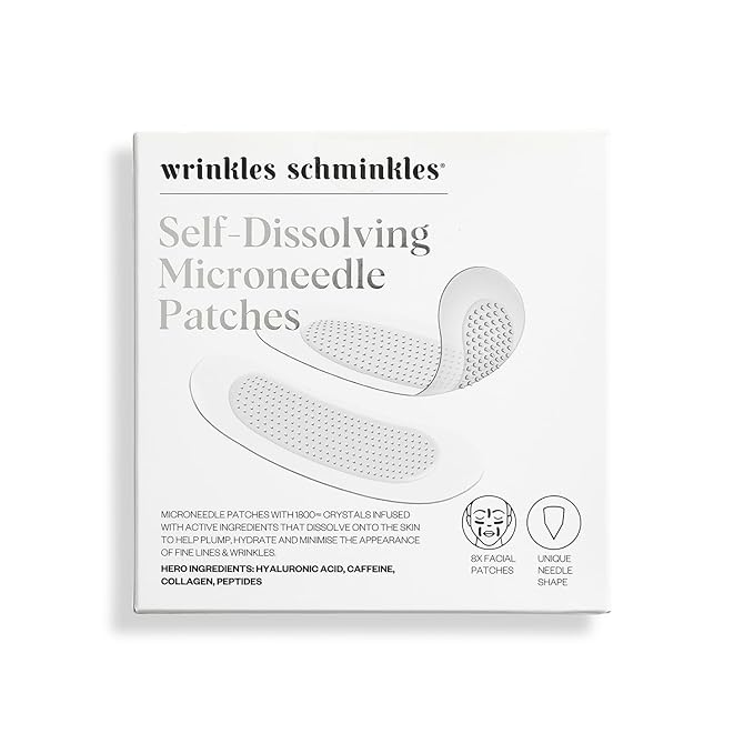 Wrinkles Schminkles Self-Dissolving Microdart Patch for Face - Target & Reduce Wrinkles, Ultimate Facial Hydration and Rejuvenation (4 pairs)
