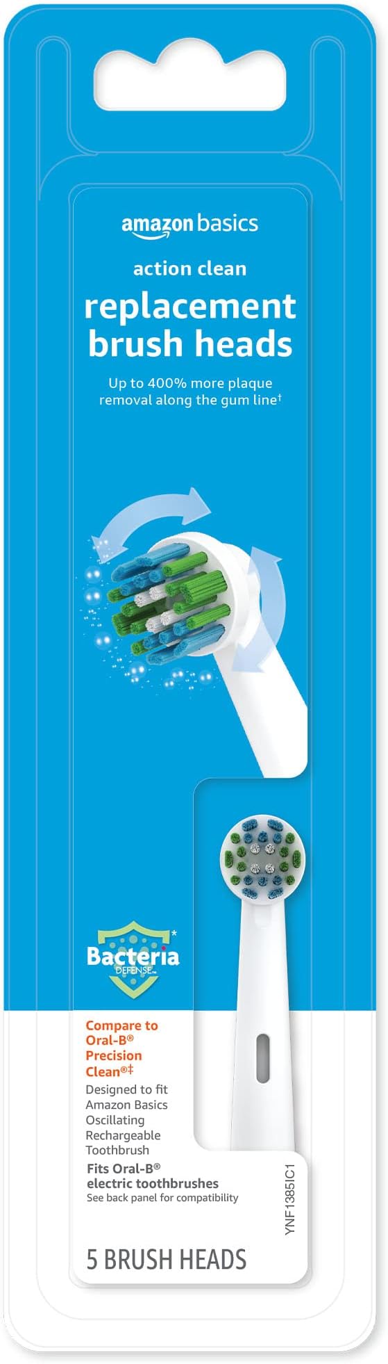 Amazon Basics Electric Toothbrush Head Replacement Brush, White, 5 Count (Fits Most Oral-B Brushes) (Previously Solimo)