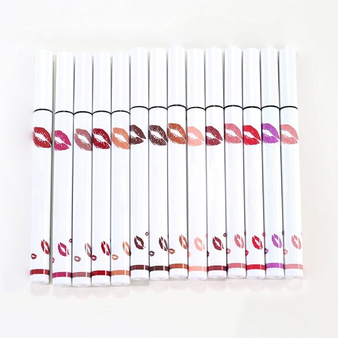 2Pcs Longwear Liquid Lip Liner Stain Marker Pen Set Long Lasting Waterproof, Dusty Warm Pink Matte Semi Permanent 24 Hour Lip Liner and Lipstick Combo, Color Stay Lipliner All Day, Lips Stain peel off