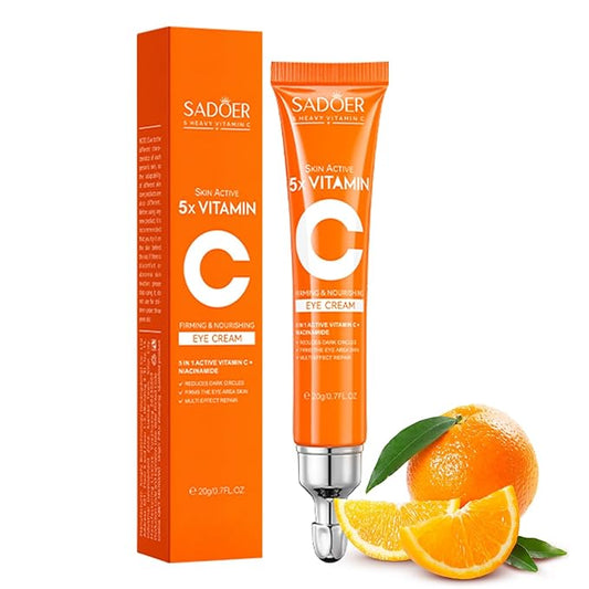 5 in 1 Vitamin C Eye Cream for Dark Circles and Puffiness - Eye Cream Anti Aging - Under Eye Cream for Puffiness and Bags Under Eyes - Eye Bag Cream for All Skin Types - Rejuvenate Your Eye Area