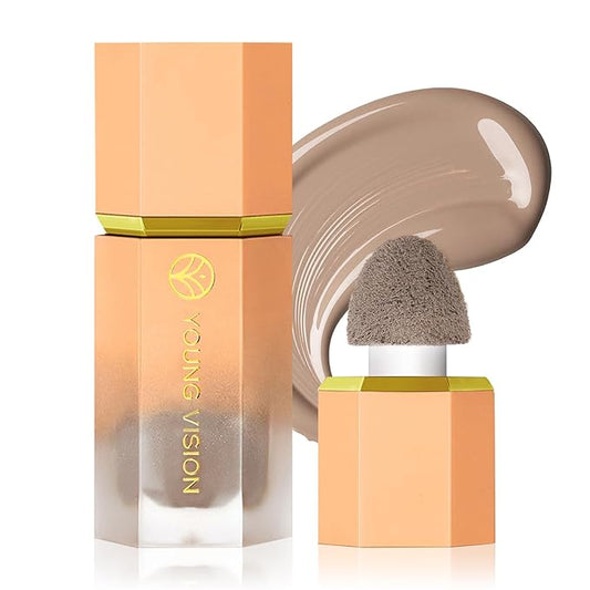 Liquid Contour Stick Makeup - Cream Face Contour Wand with Cushion Applicator, Natural Matte Long Lasting Creamy Bronzer Contour, Lightweight Silky Blendable (#02 SOFT TAN)