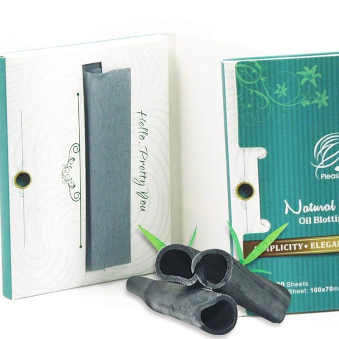 Natural Face Oil Blotting Paper - Bamboo Charcoal 100 Counts, Easy Dispensing Oil Absorbing Sheets, Premium Handy Facial Blotting Papers - Face Skin Care or Beauty Make Up Must Have