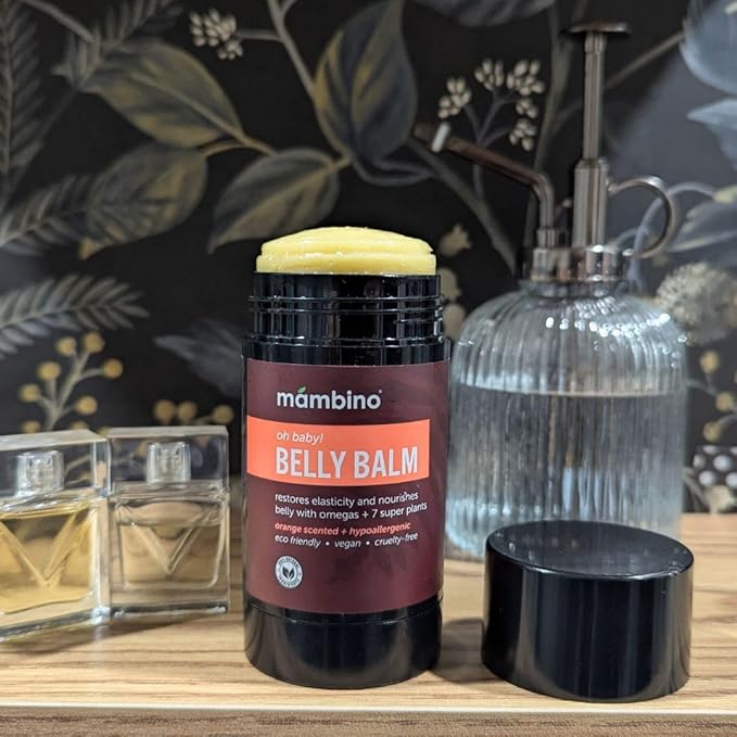 Mambino Organics Oh Baby! Belly Balm – Plant-Based with Egyptian Calendula, Vietnamese Tamanu & Dutch Shea – Pregnancy Balm for Stretch Marks – Vegan Cruelty-Free Maternity Care, 2.5 floz