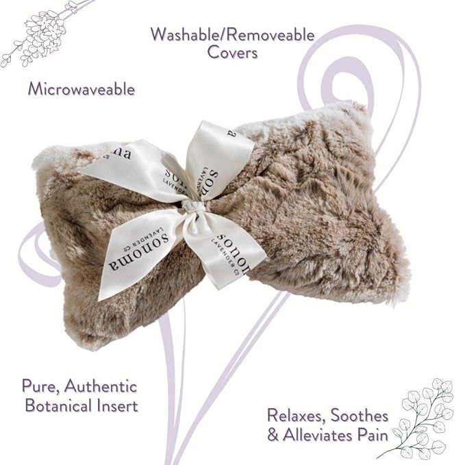 Sonoma Lavender Spa Mask, Heatable/Chillable Aromatherapy Eye Pillow with Lavender Infused Flaxseed Insert, Eye Compress for Stress Relief with Removable and Washable Cover (Arctic Circle)