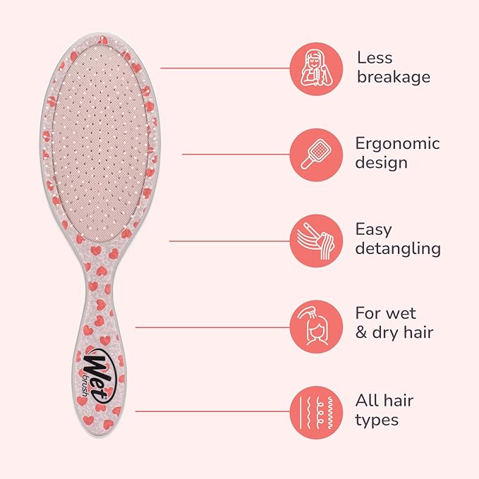 Wet Brush Original Detangler Hair Brush, Mickey & Minnie (Disney Love), Ultra-Soft IntelliFlex Bristles, Detangling Bristles Glide Through Tangles (Wet Dry & Damaged Hair), Women & Men