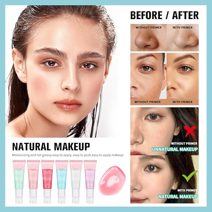 AKARY Gel-Based & Hydrating Face Primer For Smoothing Skin & Gripping Makeup with Vitamin E, Long-Wear Foundation Face Primer for Oil Control, Even Fine Lines, 0.81 Fl Oz, 06 Lavender