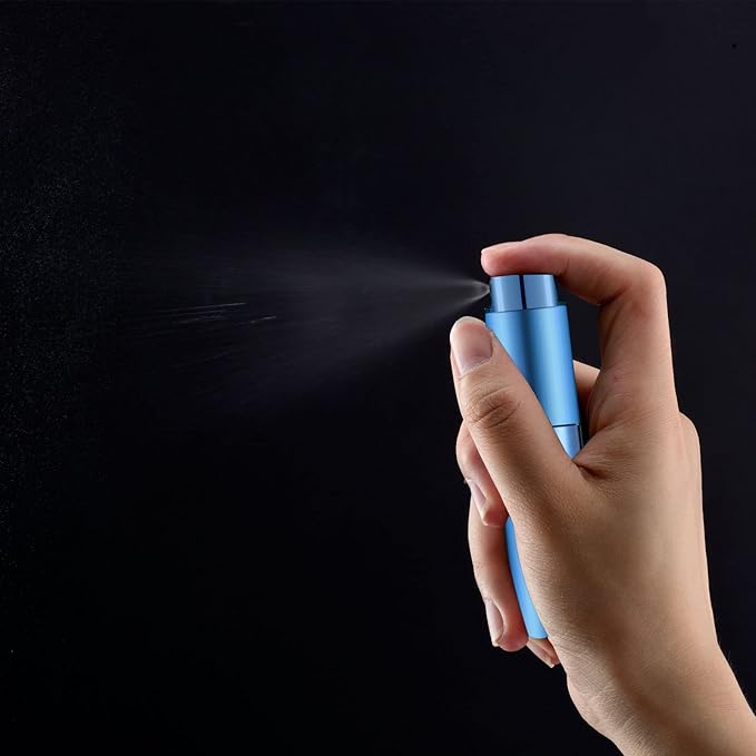 2 PCS/8ml Portable Mini Perfume Atomizer bottles, Empty Refillable Spray Bottle with 3 Types of Refill Tools, Pocket Travel Perfume Sample Bottles(Blue)