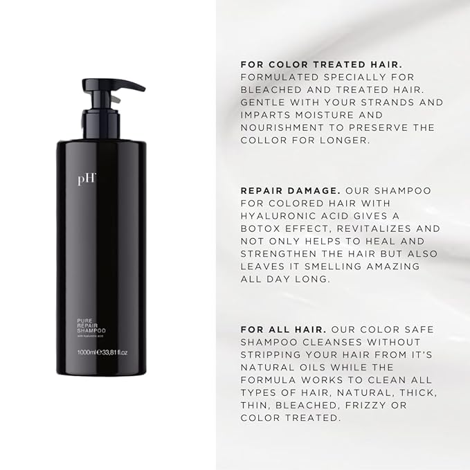 pH PURE HAIR Repair Moisturizing Shampoo 33.8 Oz - Hydrating Shampoo for Dry, Damaged & Color-Treated Hair - Revitalizing, Nourishing Formula to Restore Softness, Shine & Strength