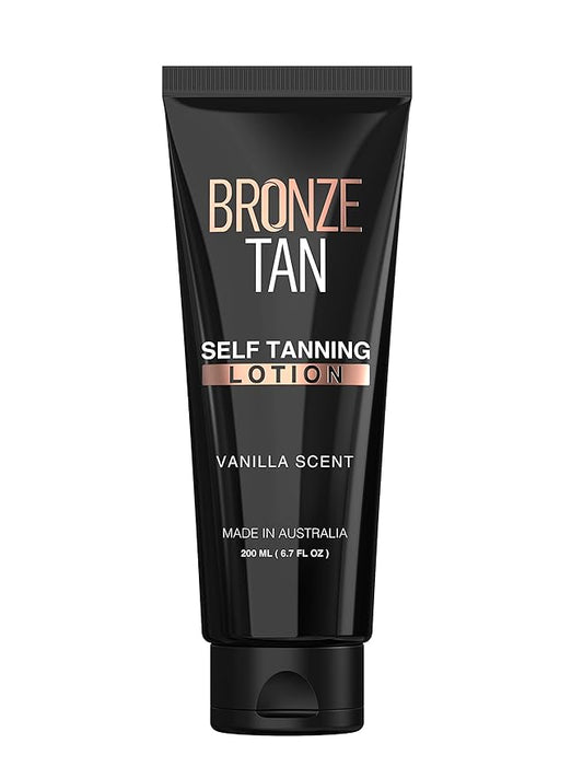 Bronze Tan Self Tanning Lotion - Luxurious Vanilla Self Tanner for Face & Body - No Color Guide Sunless Tanner for a Natural Glow - Hydrating Formula, Streak-Free Sunless Tan (200ml/6.76 fl oz)