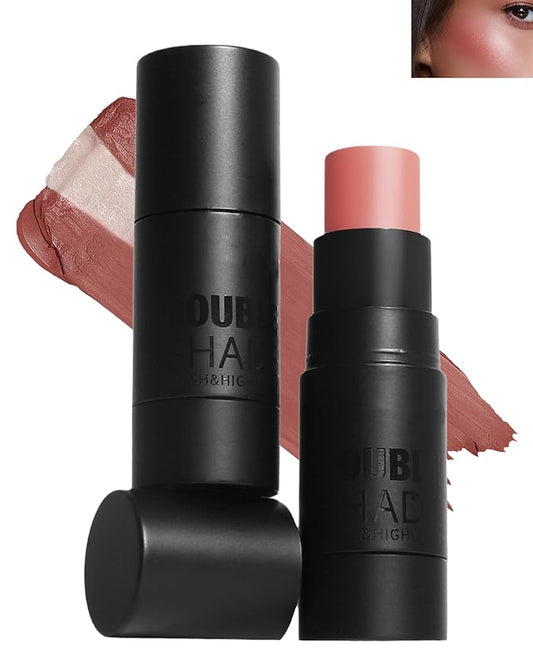 Cream Blush Stick Makeup for Cheeks, Multi Blush & Highlighter Contour Stick, Long Lasting Waterproof Creme Blush Bronzer Stick, Lightweight Matte and Dewy Finish, Face Shaping Makeup for Women-03