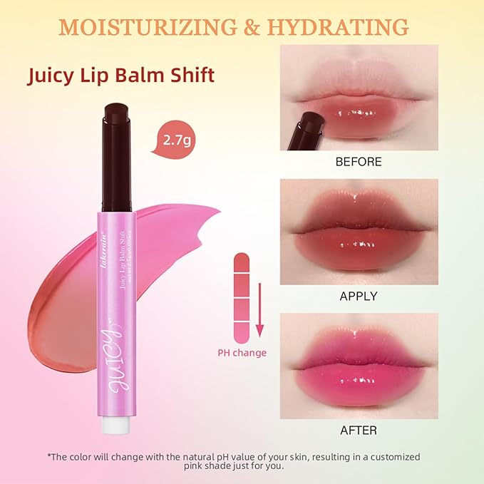 Plumping Melting Lip Gloss, Click Jelly Color Changing Lipstick Lasting Tint Hydrate & Nourish, High-Shine for Plumper Lips, Glossier Lip Balm Natural Glossy Lip Gloss Tinted Lip Balm(#6 Grape)