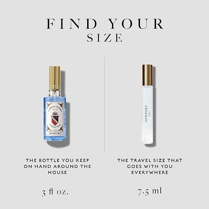 Caswell-Massey Newport Cologne Spray, Seaside Cologne with Mandarin, Balsam & Cedarwood, Fragrance for Men, Made in USA, 0.25 Oz