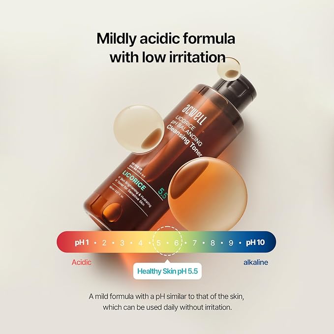 ACWELL Licorice pH Balancing Korean Toner for Cleansing 5.07 fl.oz. - Alcohol-Free PH5.5 Hydrating Facial Astringent - Skin Clarifying & Hydration Boosting Toner