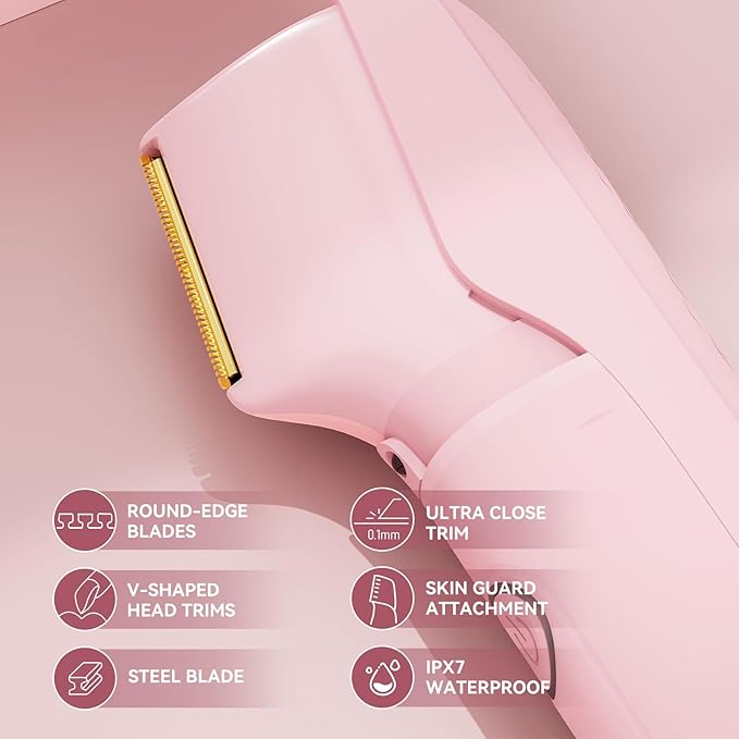 Women's Bikini Trimmer - Painless Body Shaver with Curved Single Blade, Waterproof for Sensitive Skin & Intimate Areas