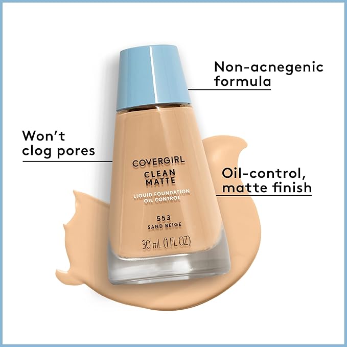 COVERGIRL Clean Matte Liquid Foundation Warm Beige 545, of 3) 1 oz