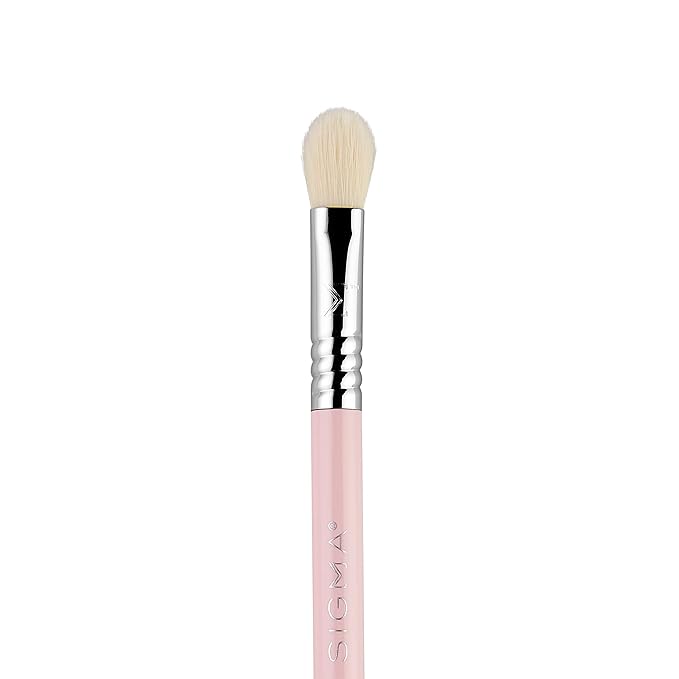 Sigma Beauty Travel Essential Trio - Makeup Brush Set for Foundation Powder Eyeshadow - 3 Tool Brushes with Brush Tin Holder - - Skin Safe, Vegan Makeup Brushes for Travel - Light Pink