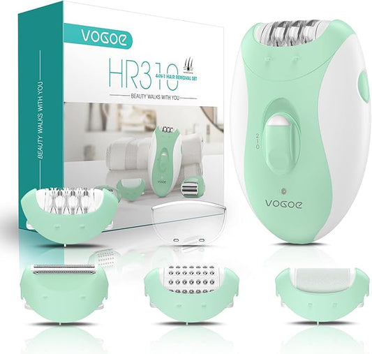 Epilator for Women-Cordless Epilators Hair Removal for Women, 4-in-1 Electric Razor Hair Remover, 2 Speeds & 21 Tweezers for Face Legs Arms Armpit Bikini, Green HR310