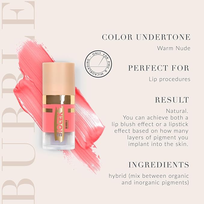 Biotek Lip Pigment for Permanent Makeup - Warm Nude Lip Color - Made in Italy - Bubble 0,24 fl.oz.