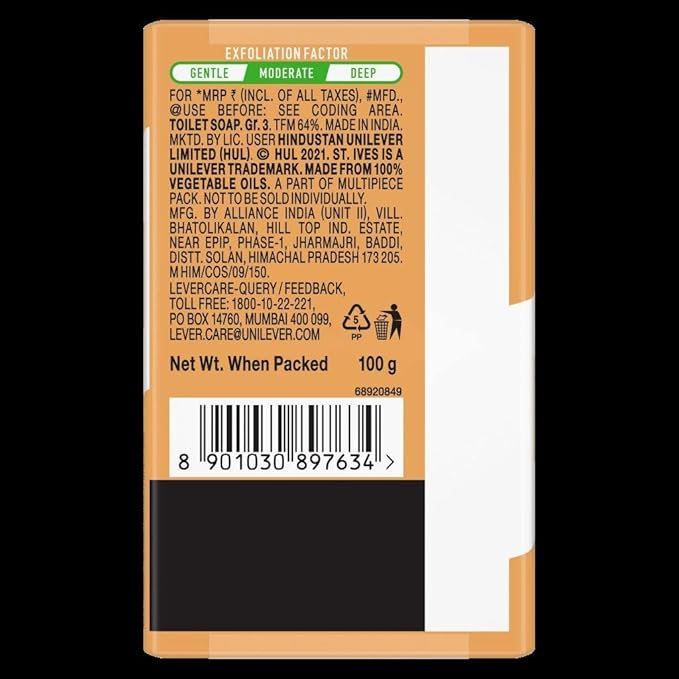 St. Ives' Scrub Bar Soap with Vitamin C & Orange (4 Packs)