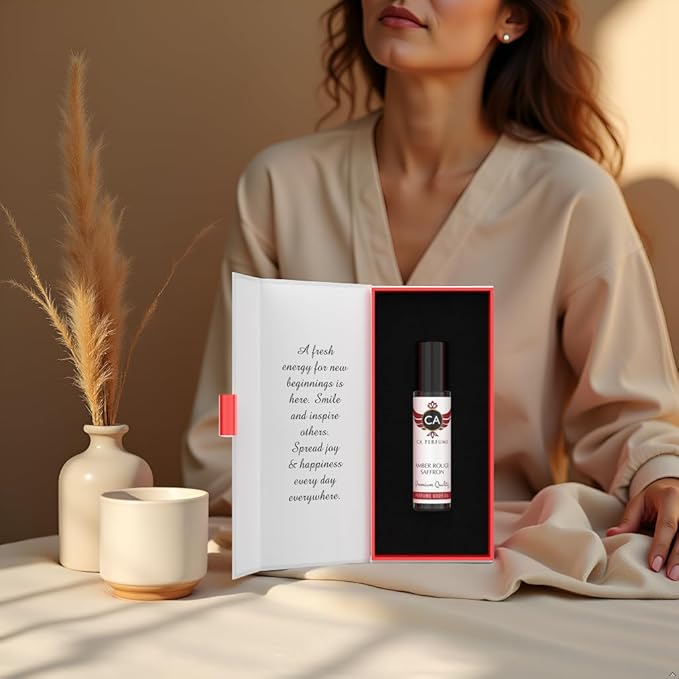 CA Perfume Amber Rouge Saffron Fragrance Body Oil For Women & Men Roll On 0.33fl oz / 10ml