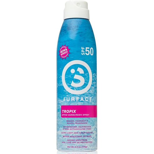 Surface TROPIX Sheer Touch Spray Sunscreen, Water Resistant, UVA/UVB Broad Spectrum, Fast Drying Protection, PABA Free - 6oz - SPF 50-1 PACK