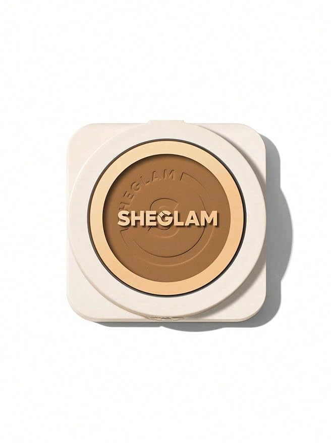 SHEGLAM SKin-Focus Full Coverage Powder Foundation Oil-Control Lightweight Face Pressed Powder Makeup-Golden